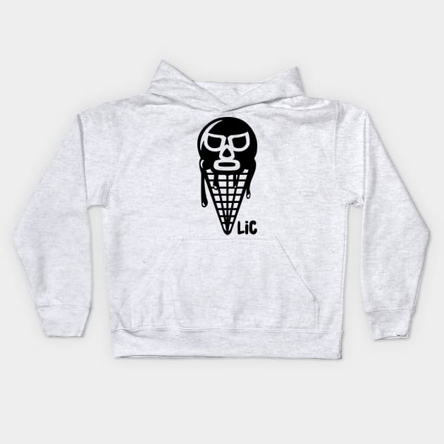 Lucha Ice Cream logo BLACK Kids Hoodie by luchaicecream